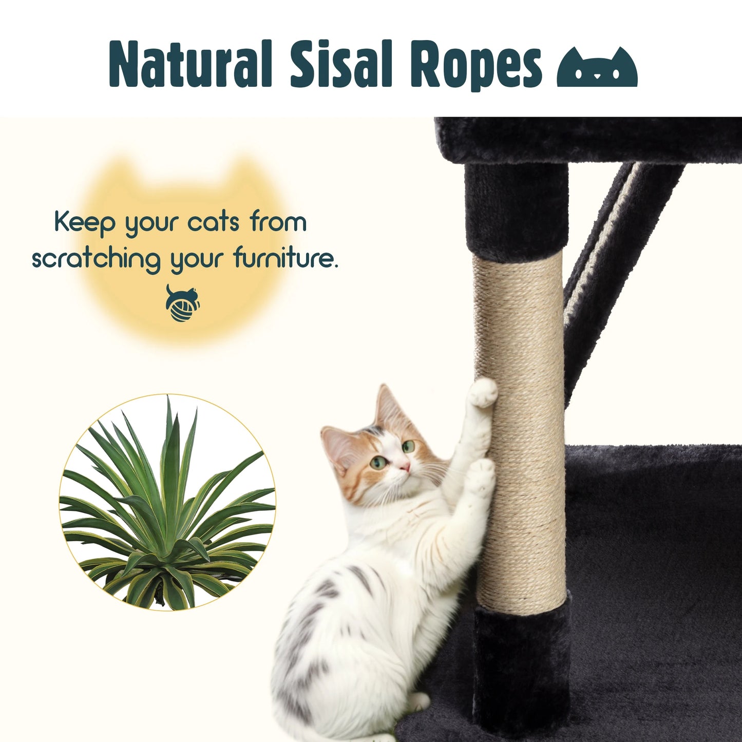 Allewie Cat Tree Tower with Plush Perches and Scratching Post