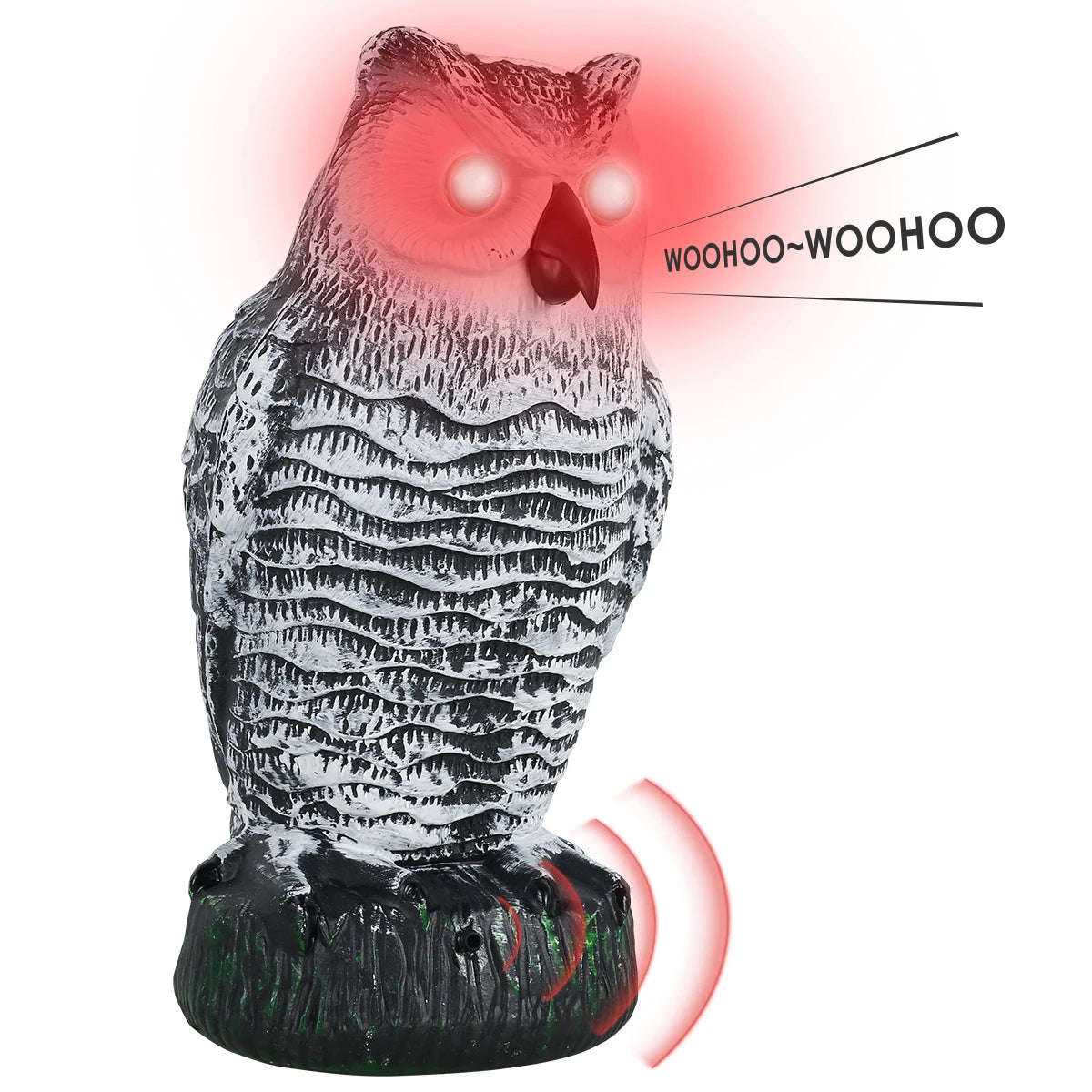 Owl Decoy Sculpture, Rotating Head Plastic Owl Bird