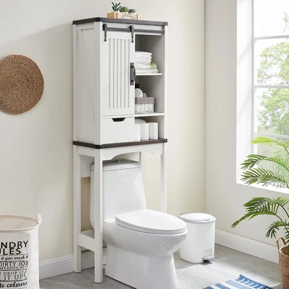 RBXCH Over Toilet Storage Cabinet With Sliding Barn Door
