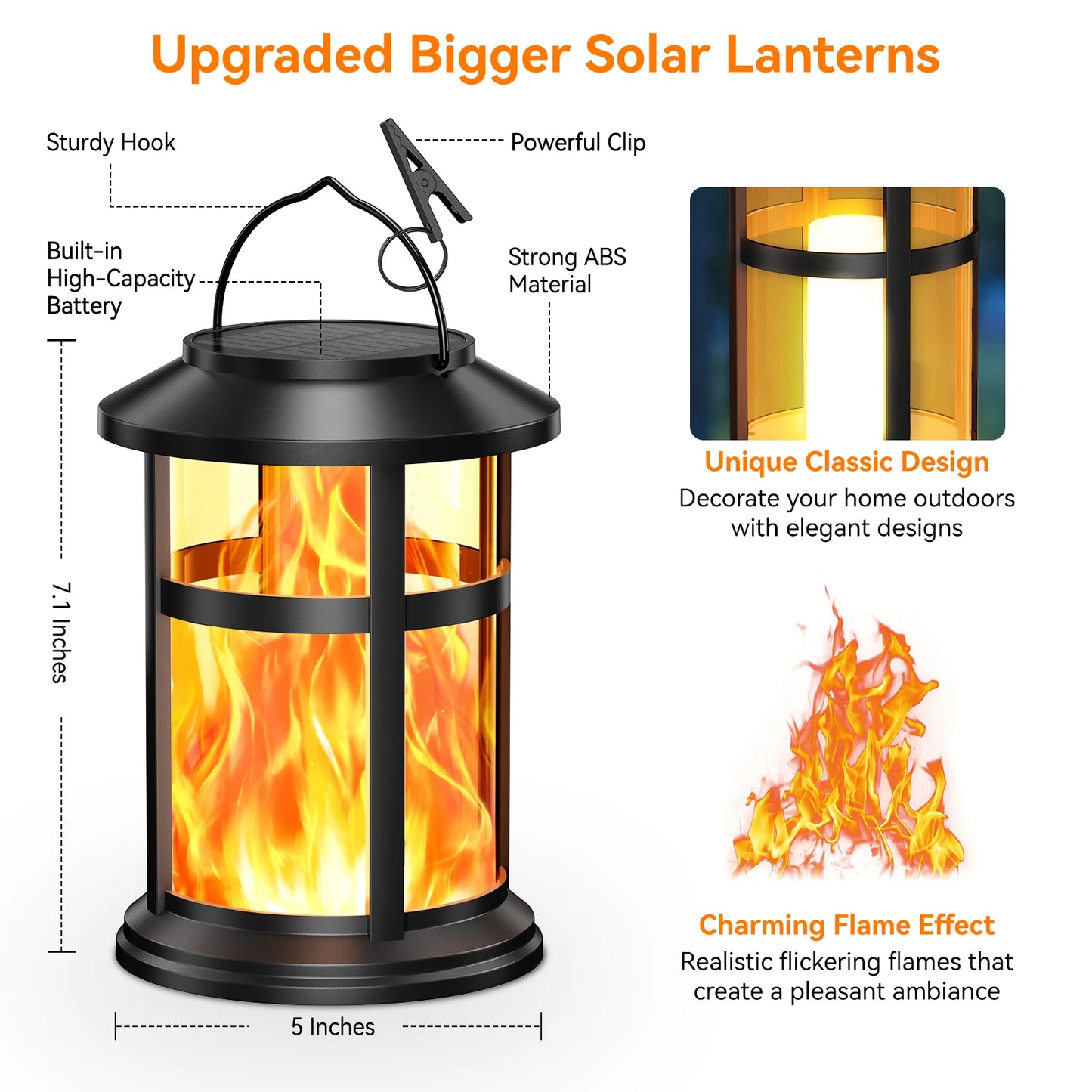 KPSTEK Solar Flame LED Lights 2 Pack for Outdoor Decor
