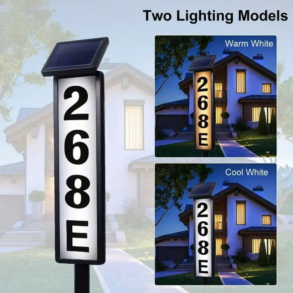Solar Powered House Number, Automatically Lights.