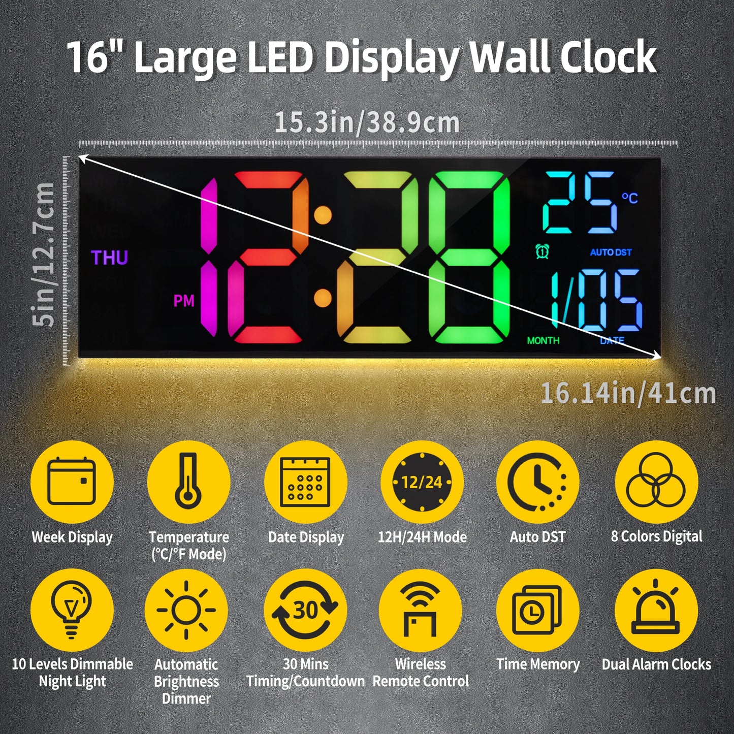 Hign-Concerned Digital Wall Clock With LED Display Remote