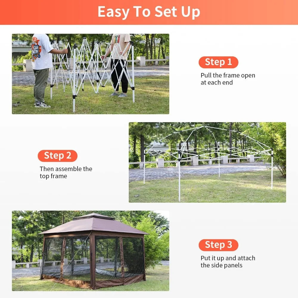 10'x10' Pop Up Gazebo Outdoor Canopy with Mosquito Netting