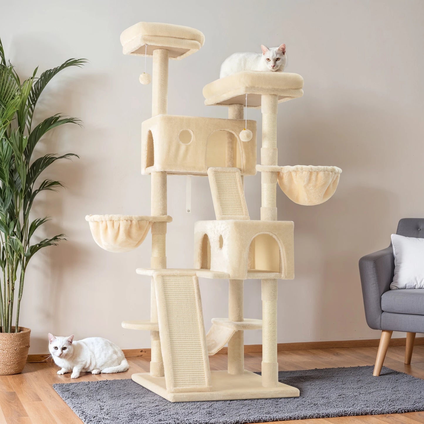 Allewie Cat Tree Tower with Plush Perches and Scratching Post