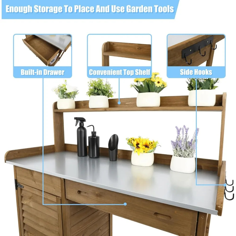 Outdoor Garden Potting Bench Table