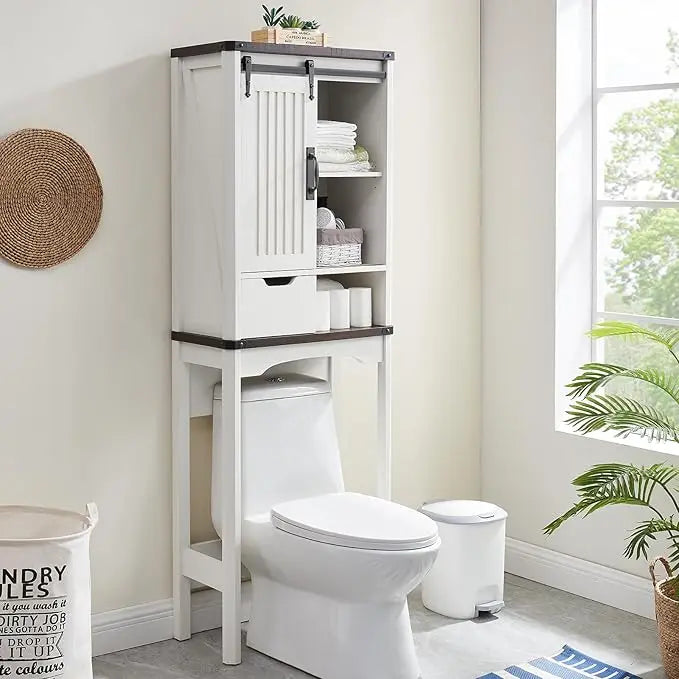 RBXCH Over Toilet Storage Cabinet With Sliding Barn Door