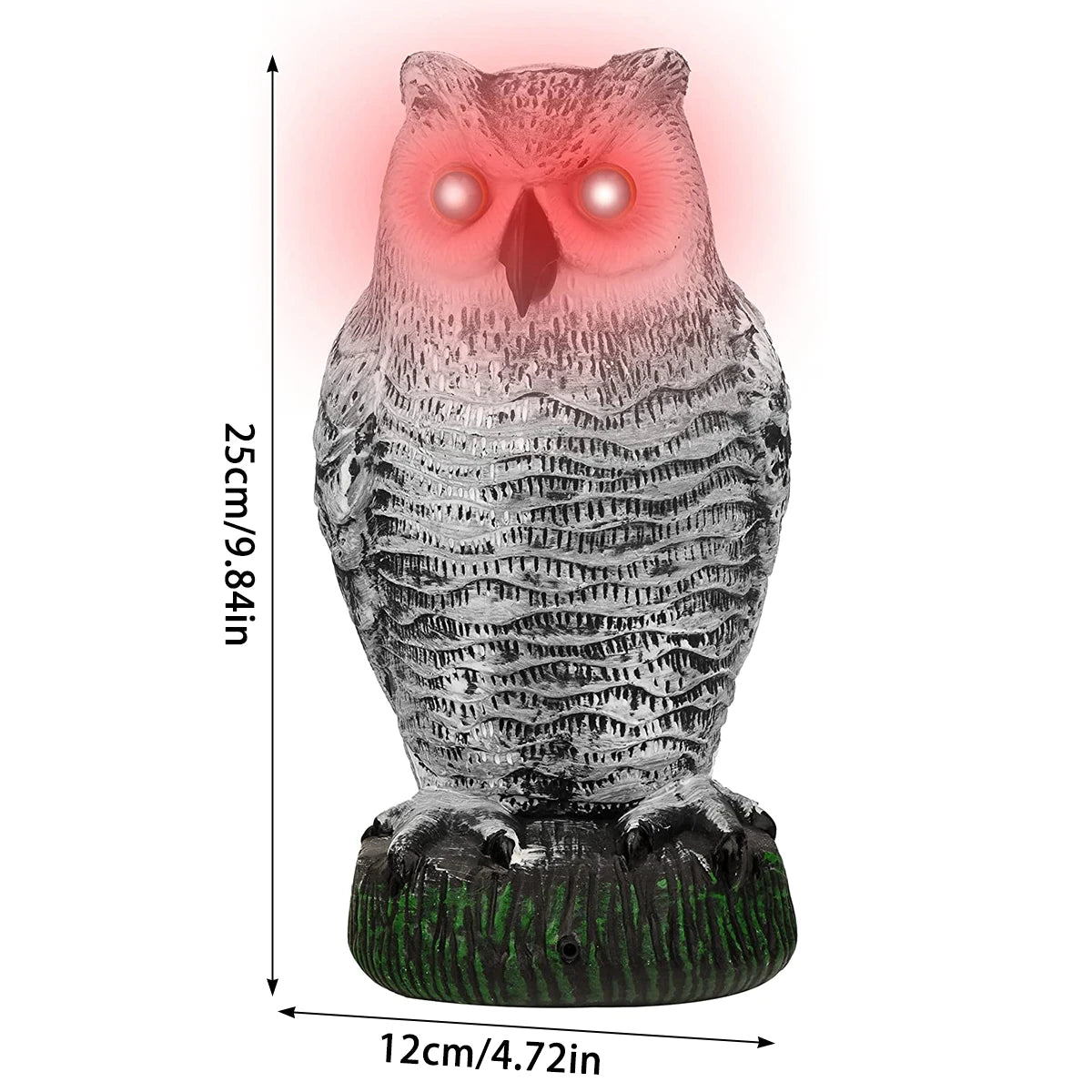 Owl Decoy Sculpture, Rotating Head Plastic Owl Bird