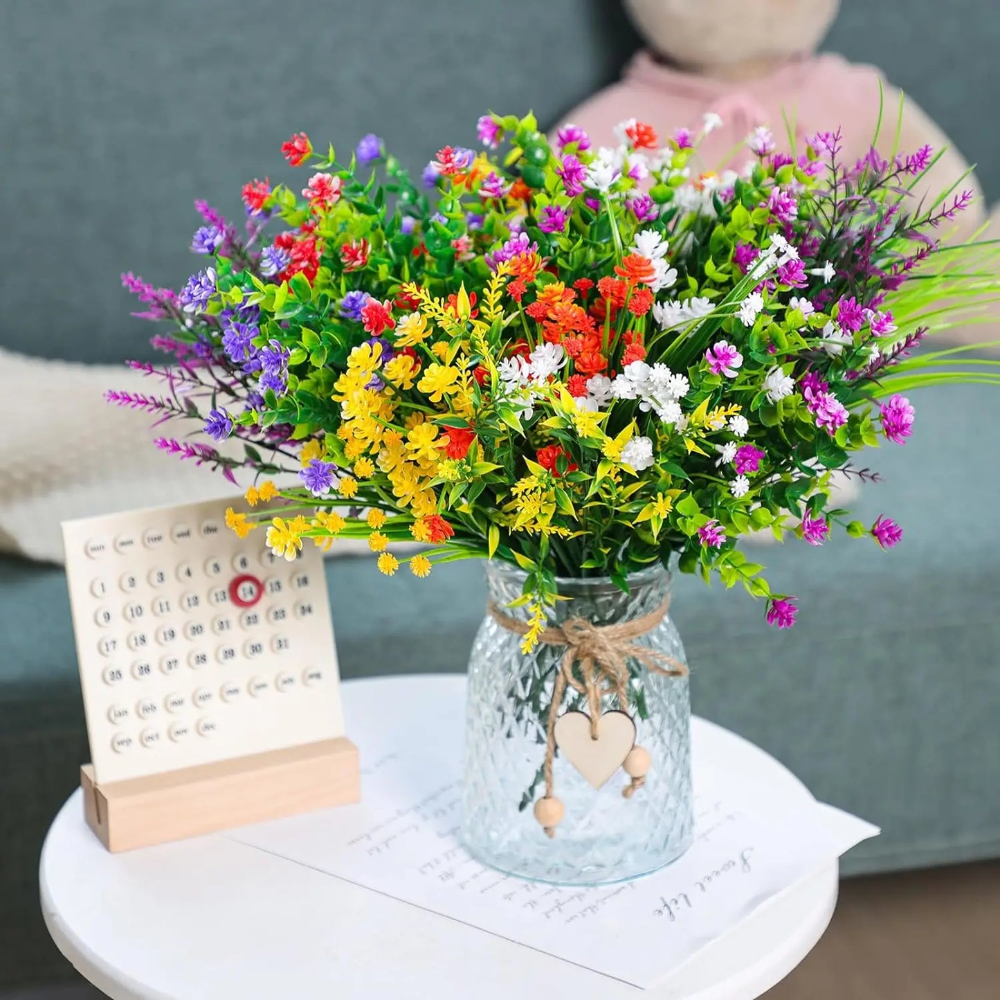 24Bundles,8 Colors, Outdoor Artificial Fake Flowers UV