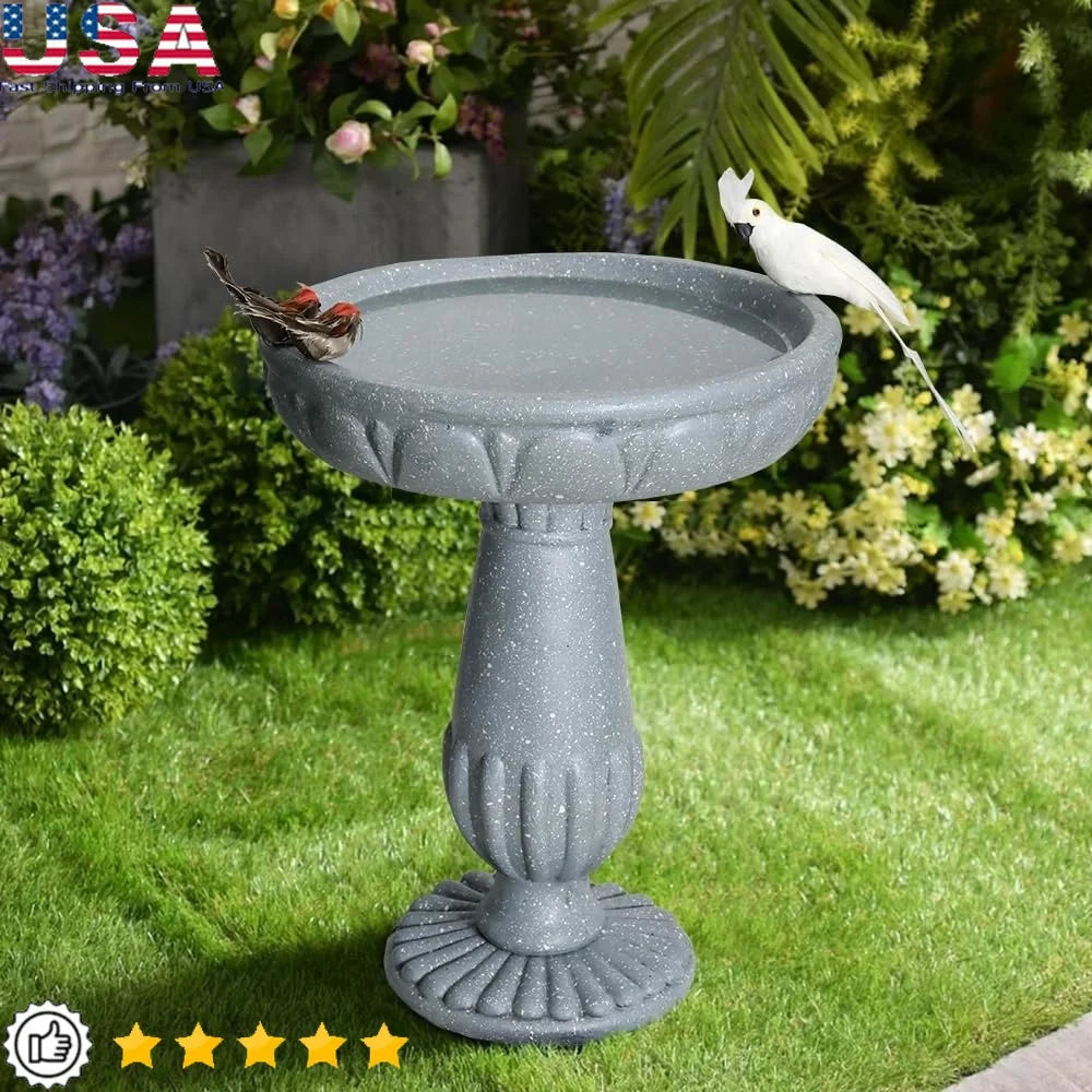 Hign-concerned Outdoor Pedestal Bird Bath for Garden Decor