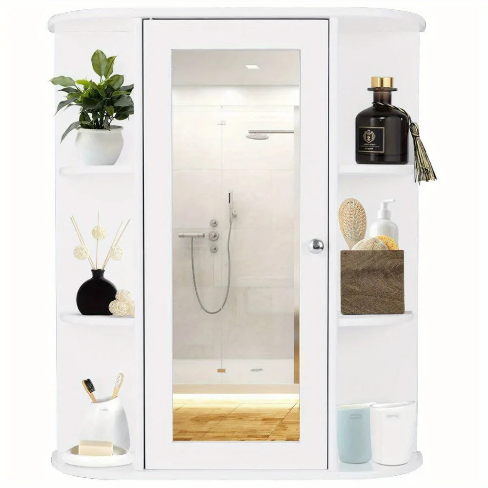 Hign Concerned Bathroom Wall Mount Cabinet With Mirror Door