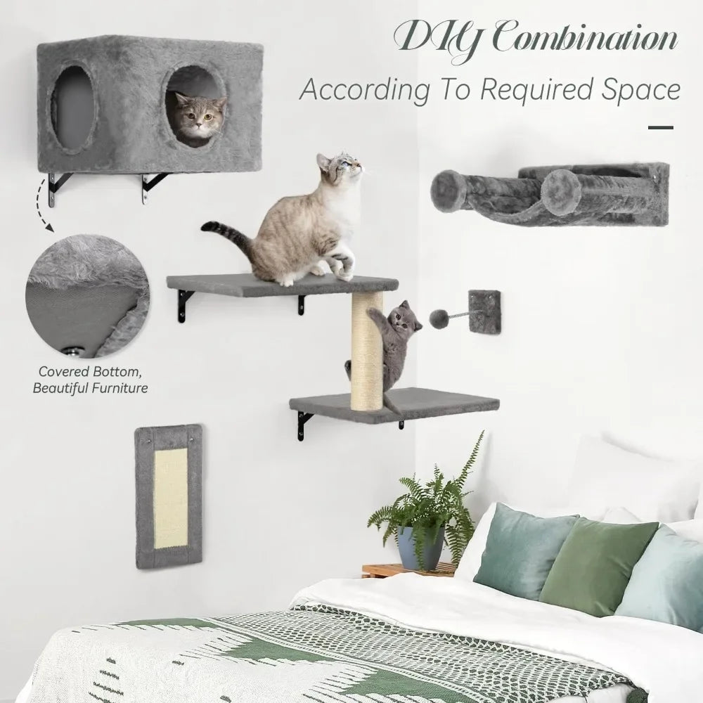 Breed Cat Wall Furniture Set with Shelves and Scratching Post