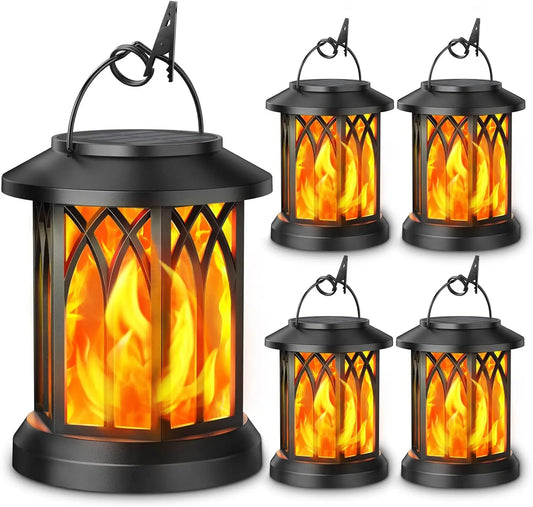 2/4 Pack Upgraded Flickering Flame Solar Lanterns Lights Outdoor,