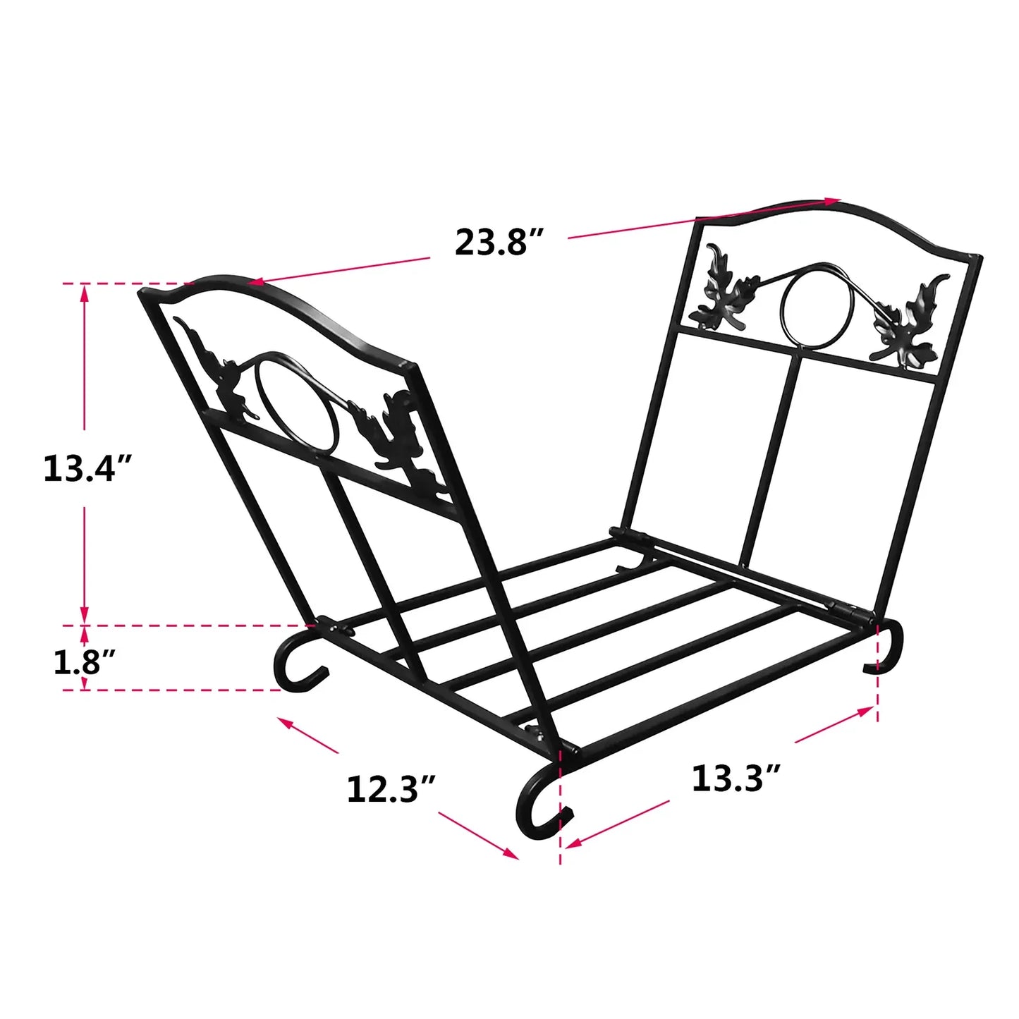 Black Fireplace Stand Firewood Holder Folding Log Storage Rack