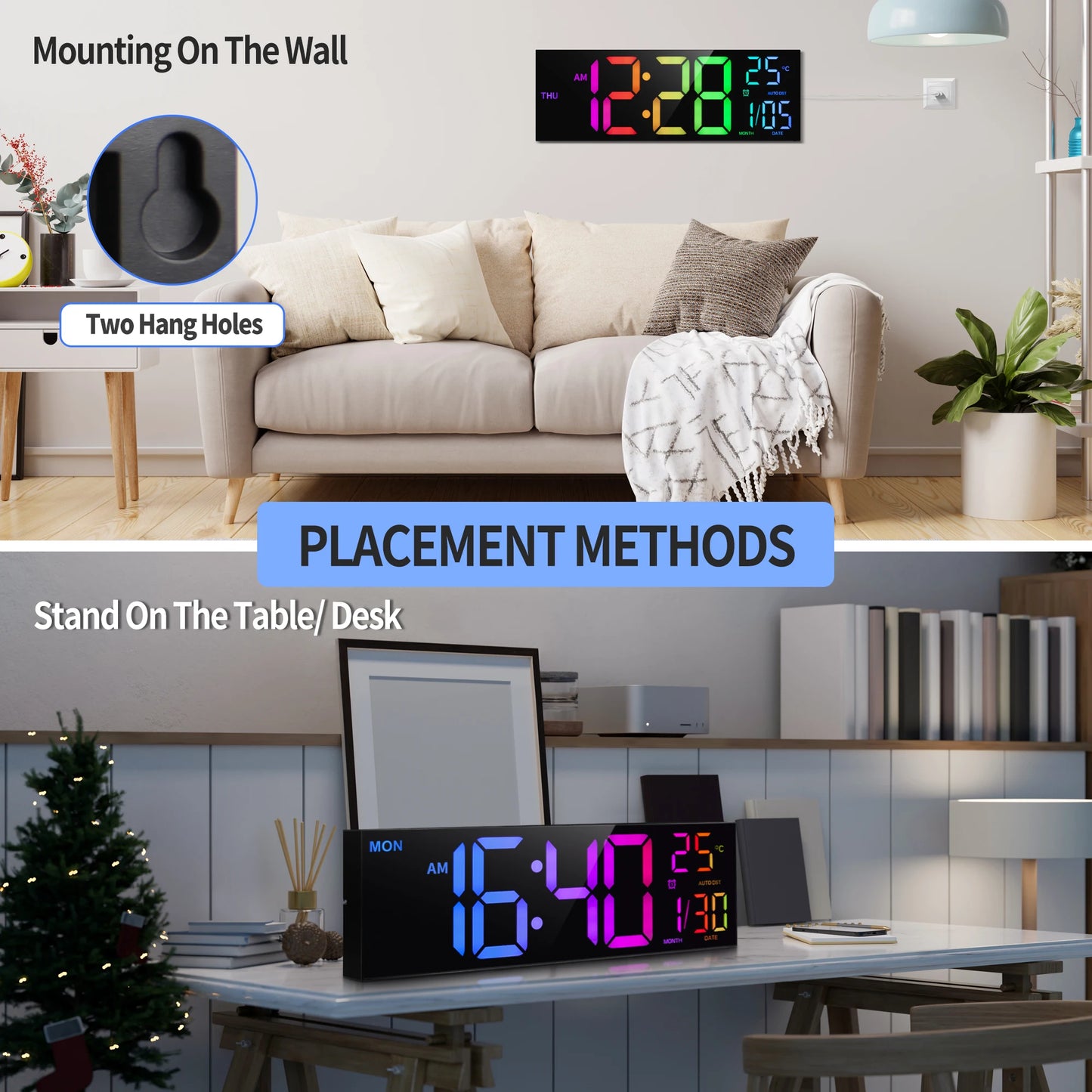 Hign-Concerned Digital Wall Clock With LED Display Remote