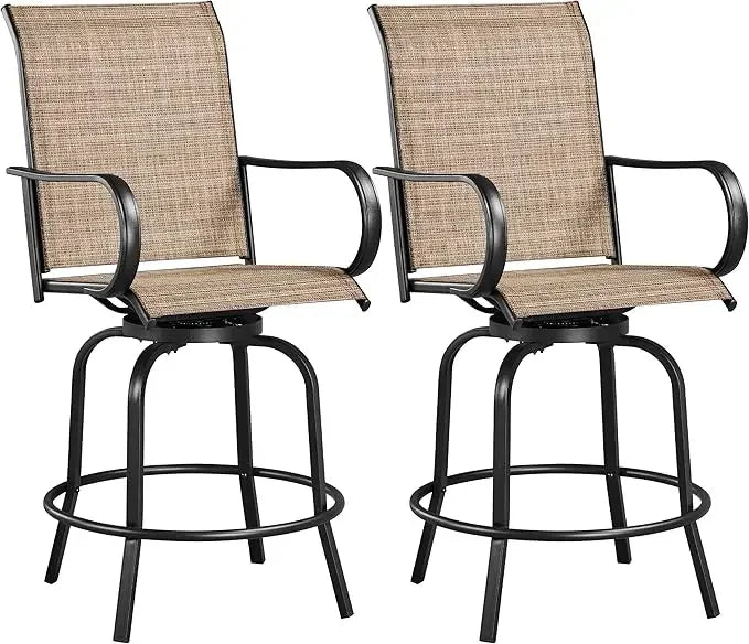 Patio Swivel Bar Stools Outdoor Chairs , All-Weather Patio Stools
