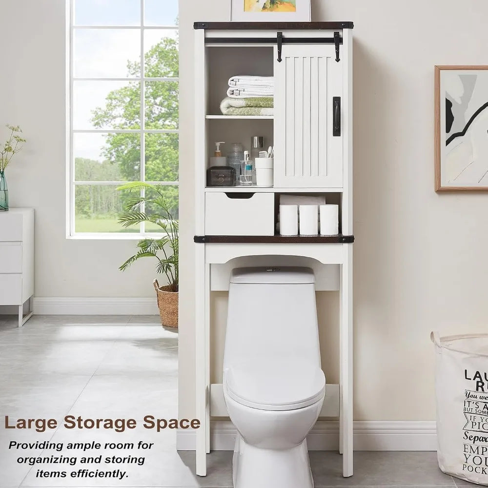 RBXCH Over Toilet Storage Cabinet With Sliding Barn Door