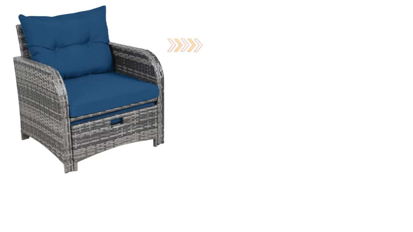 5pcs Wicker Rattan Outdoor Patio Furniture Set