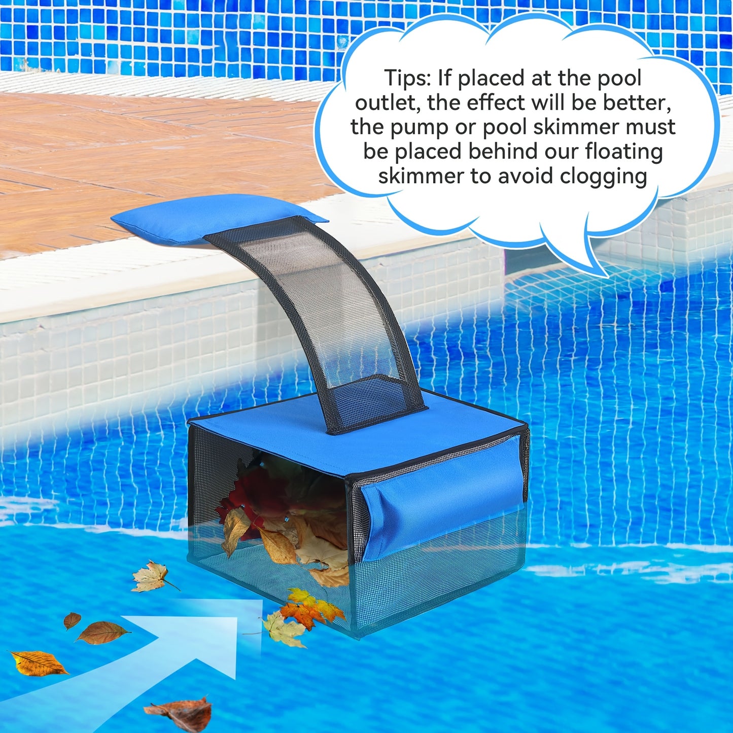 Efficient Leaf Catcher with Mesh Basket & Removable Liner, Ideal for Home Pools Up to 200 Sq