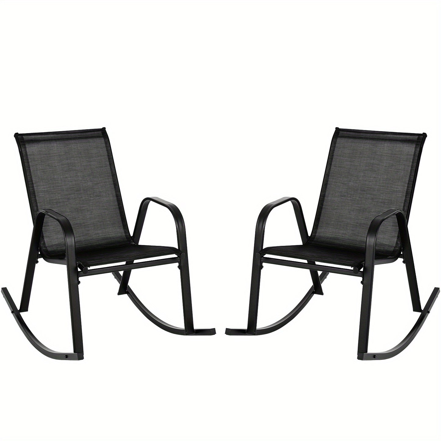 Patio Rockers Seat of 2 w/ Breathable Seat & Back, Heavy-Duty Metal Support,
