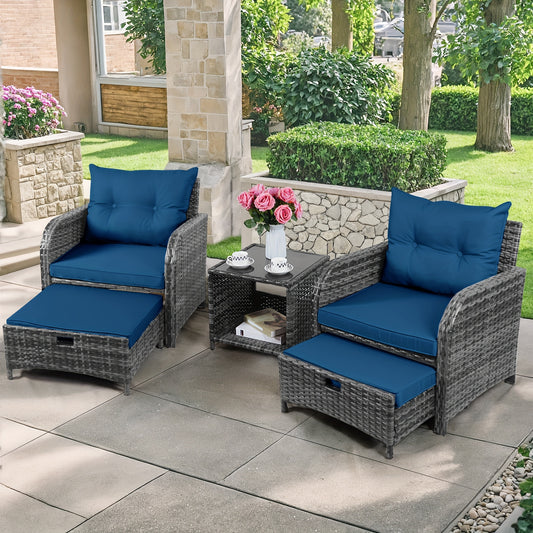 5pcs Wicker Rattan Outdoor Patio Furniture Set