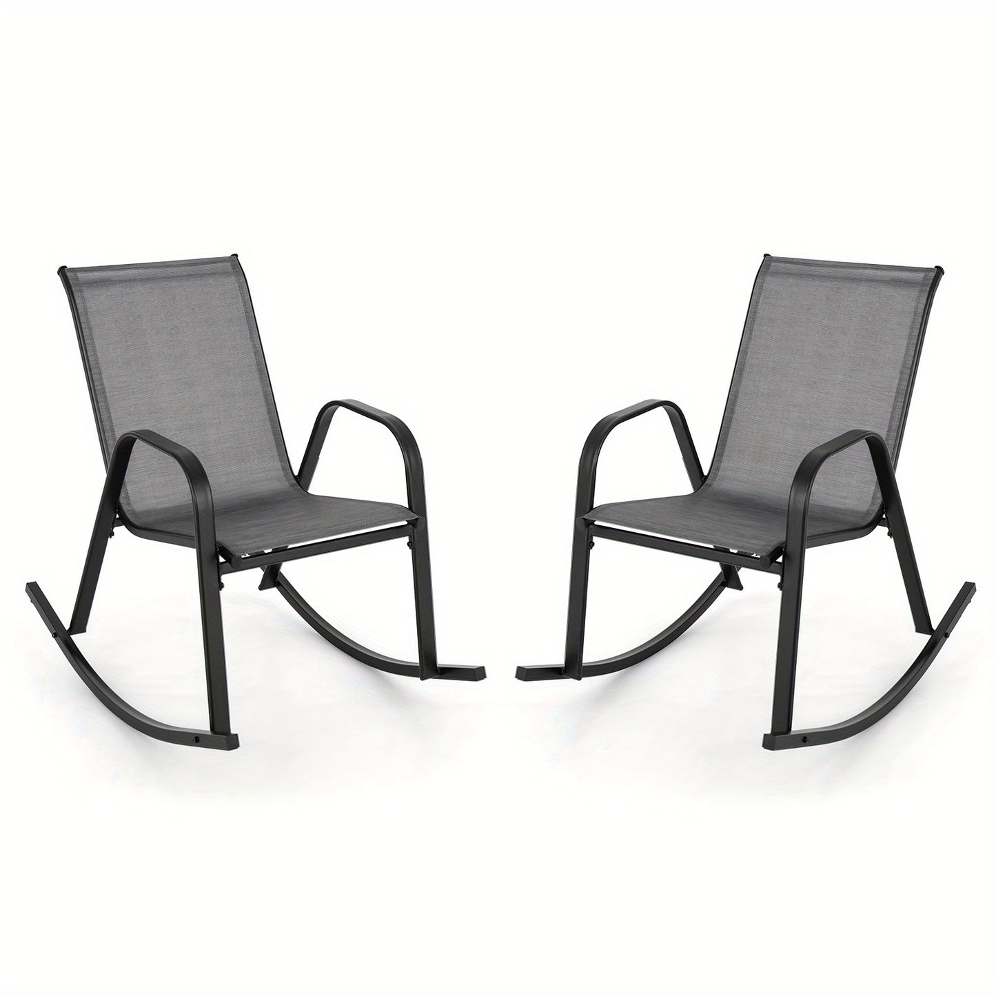 Patio Rockers Seat of 2 w/ Breathable Seat & Back, Heavy-Duty Metal Support,