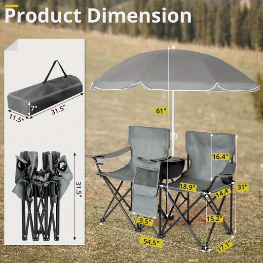 [Folding Fishing Chair]  with Built-In Umbrella