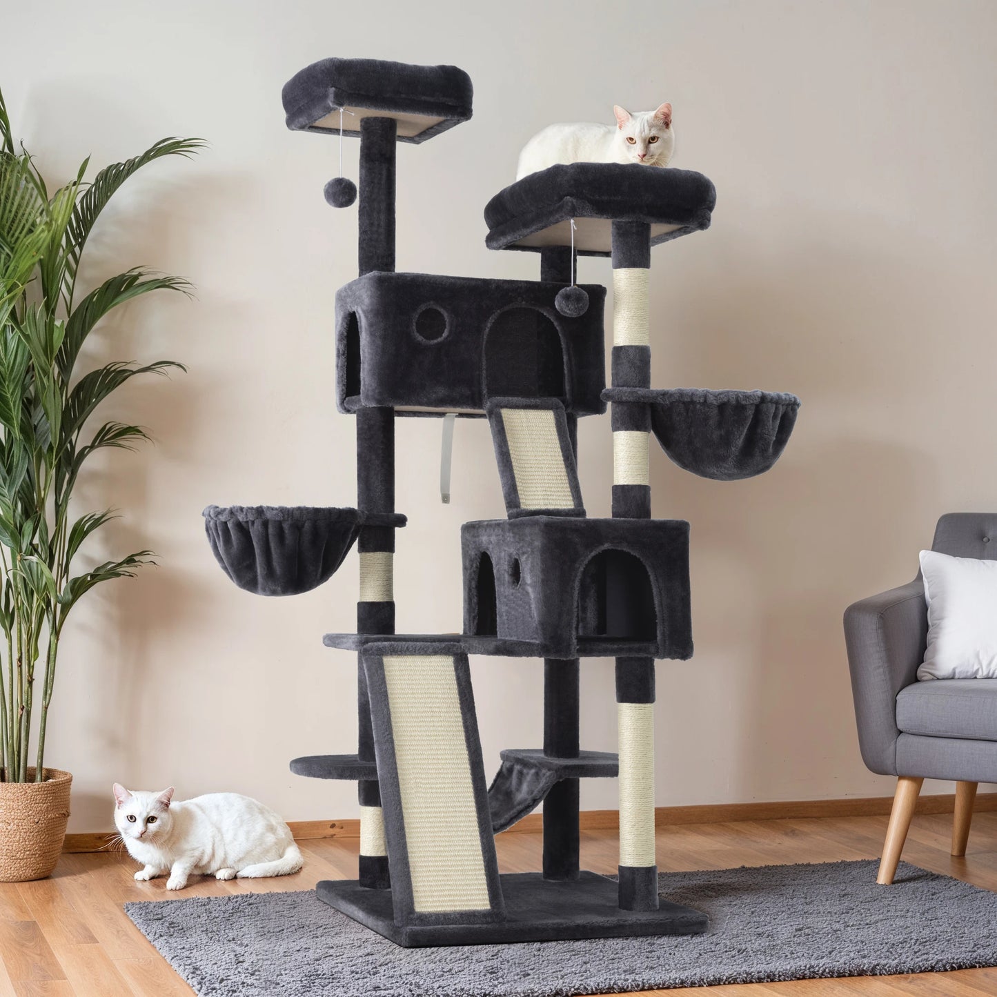 Allewie Cat Tree Tower with Plush Perches and Scratching Post