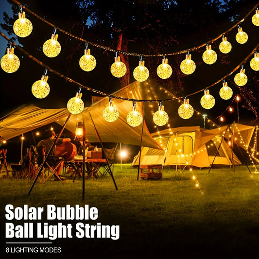 22M 200 LED Solar Bubble Ball String Lights Outdoor Waterproof 8 Modes