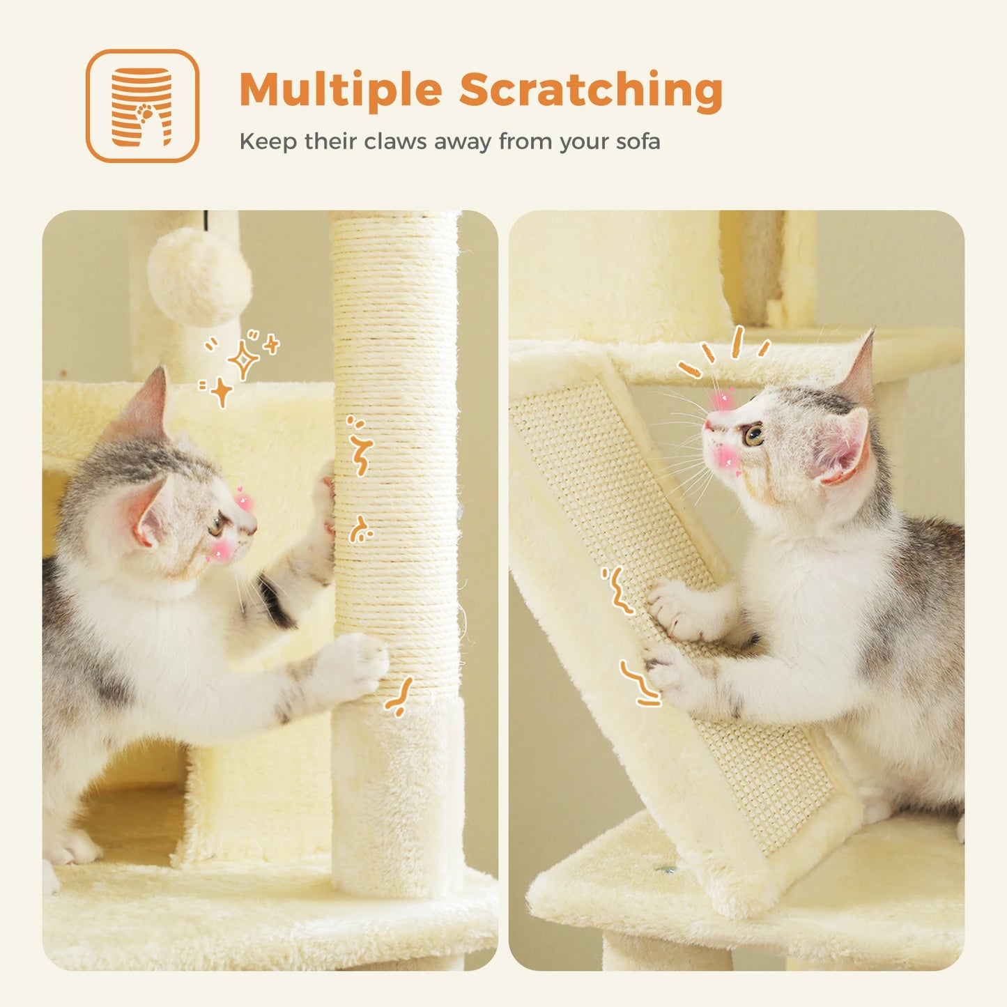 Speedy Pet Large Cat Tree Tower with Scratching Post and Hammock