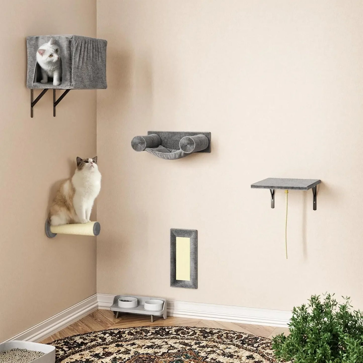 Breed Cat Wall Furniture Set with Shelves and Scratching Post