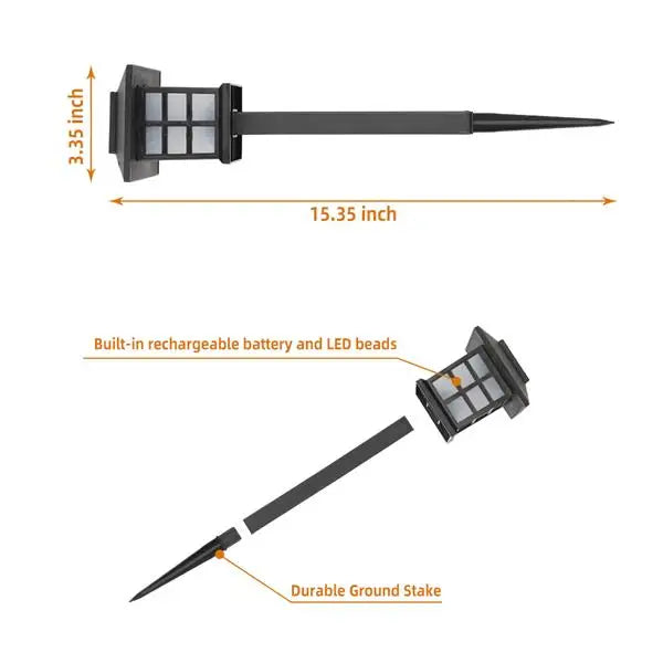 8pcs White LED Solar Lantern Torch Light