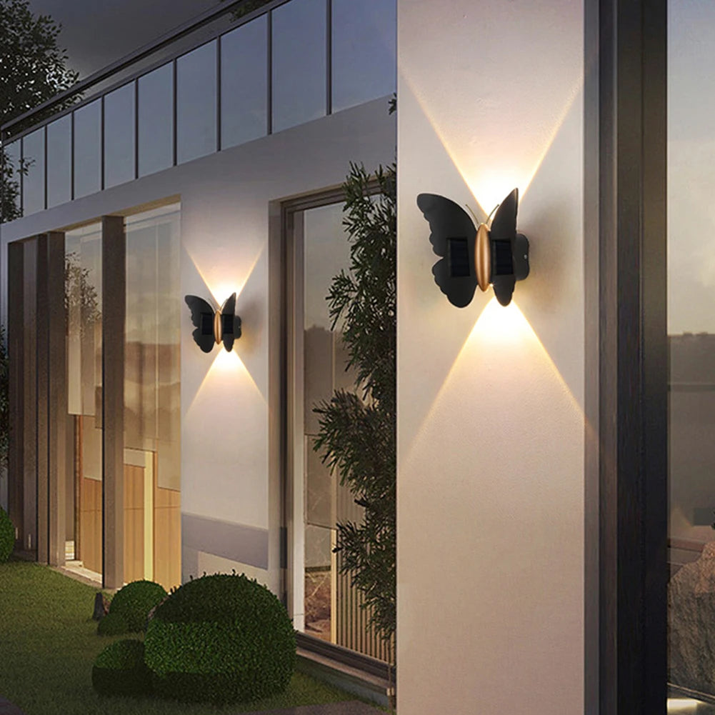 Butterfly Solar Wall Light Outdoor Decorative Lantern IP65 Waterproof