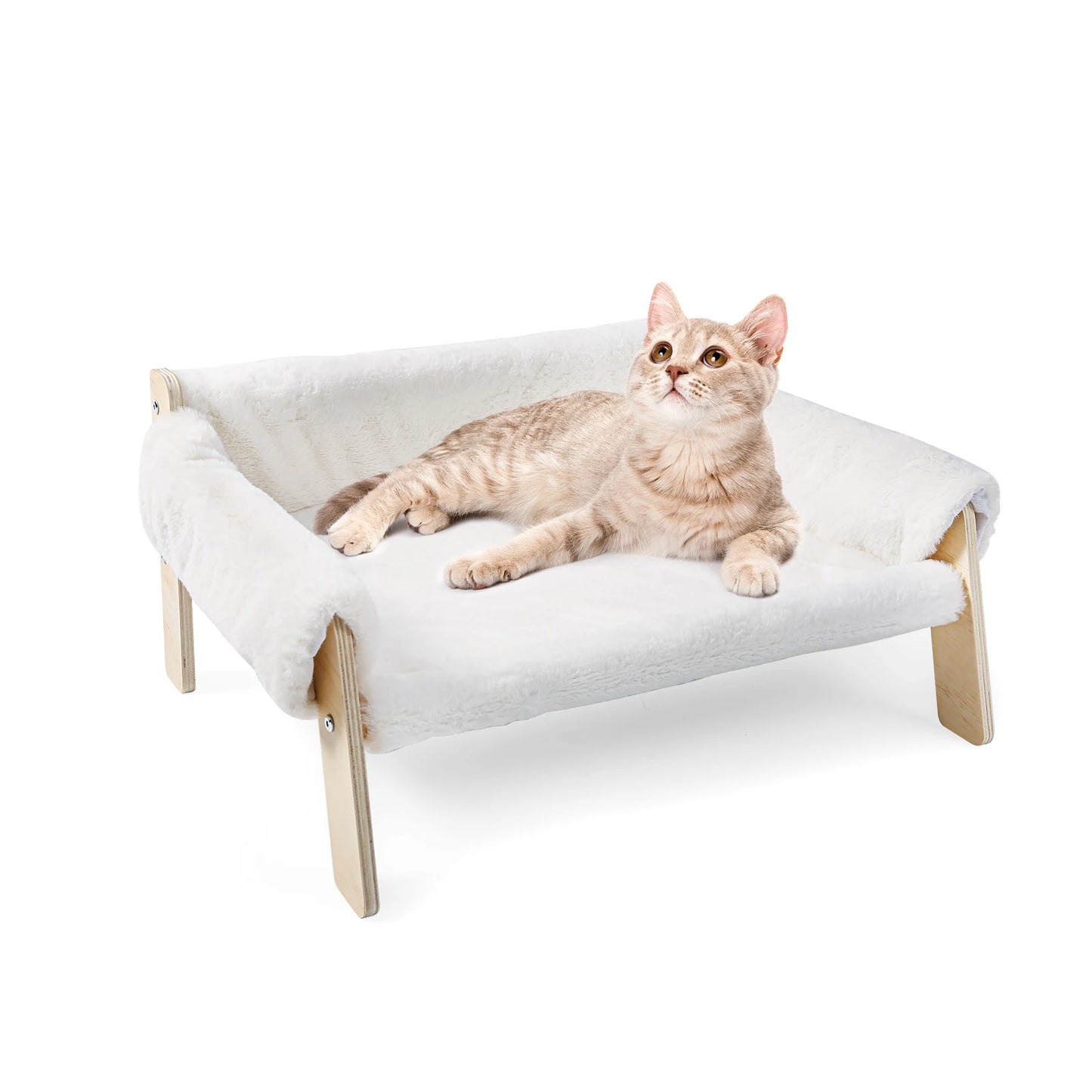 Large Bed Sturdy Wooden Leg Raised Plush Cat Sofa Bed