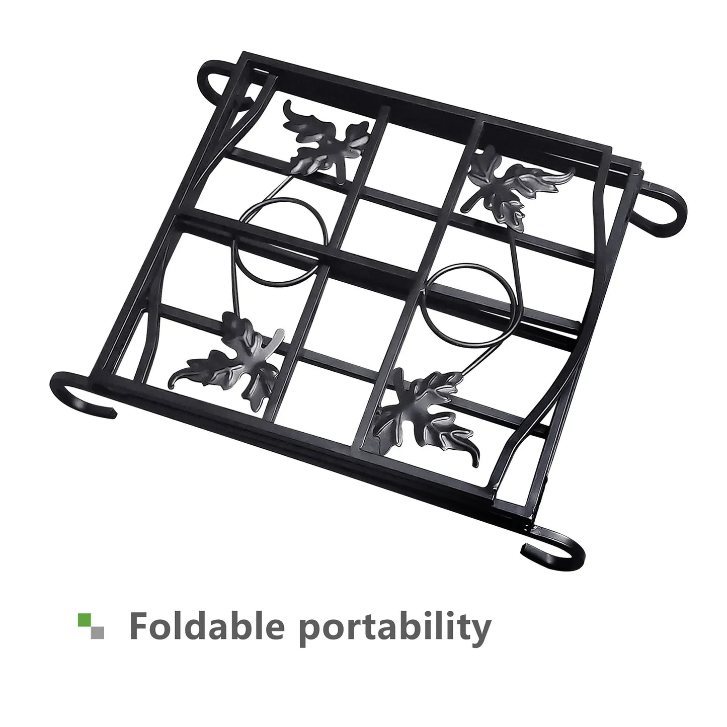 Black Fireplace Stand Firewood Holder Folding Log Storage Rack