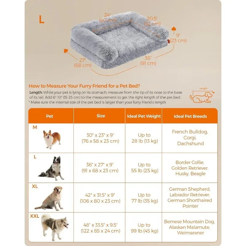 Dog Bed, Orthopaedic Dog Sofa Bed for Medium Dogs, Waterproof Ped Bed with Removable Washable Cover, 36 x 27 x 9 Inches