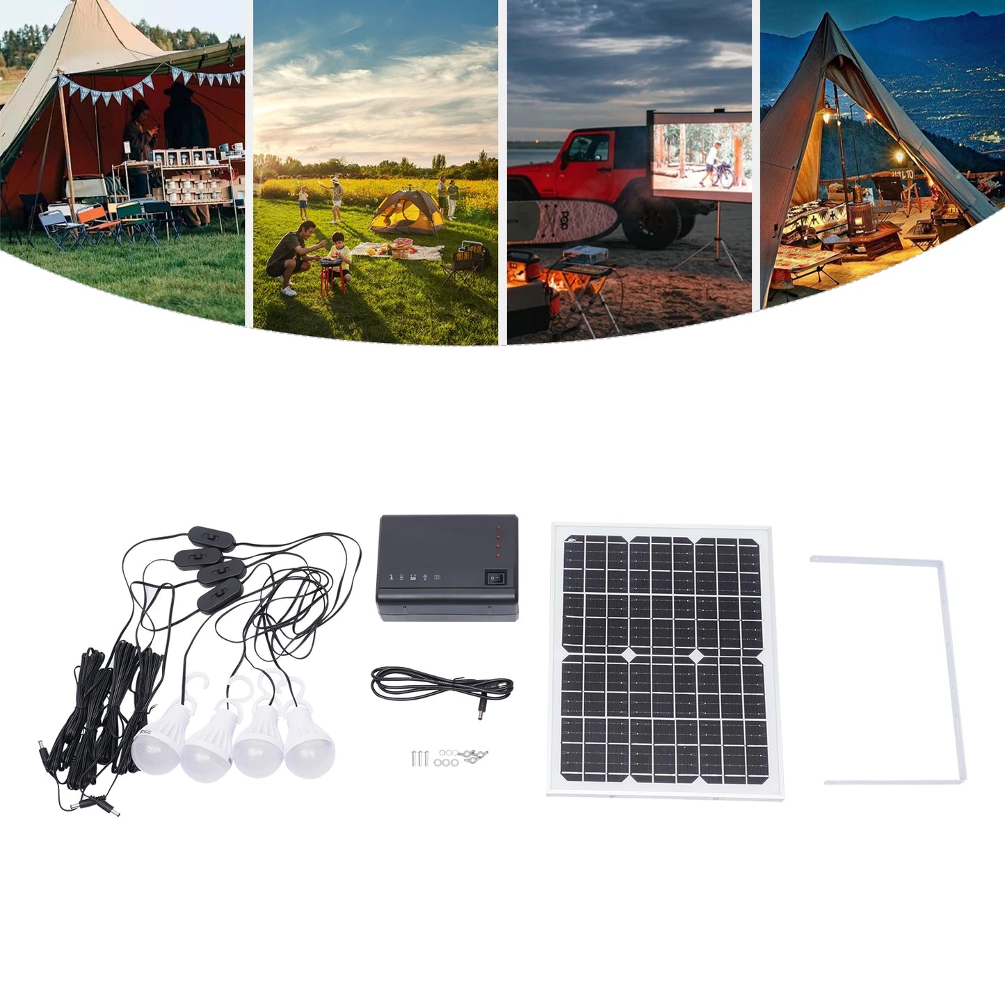 Portable 12V 4A Solar Inverter with Lights EU Standard Wide Voltage