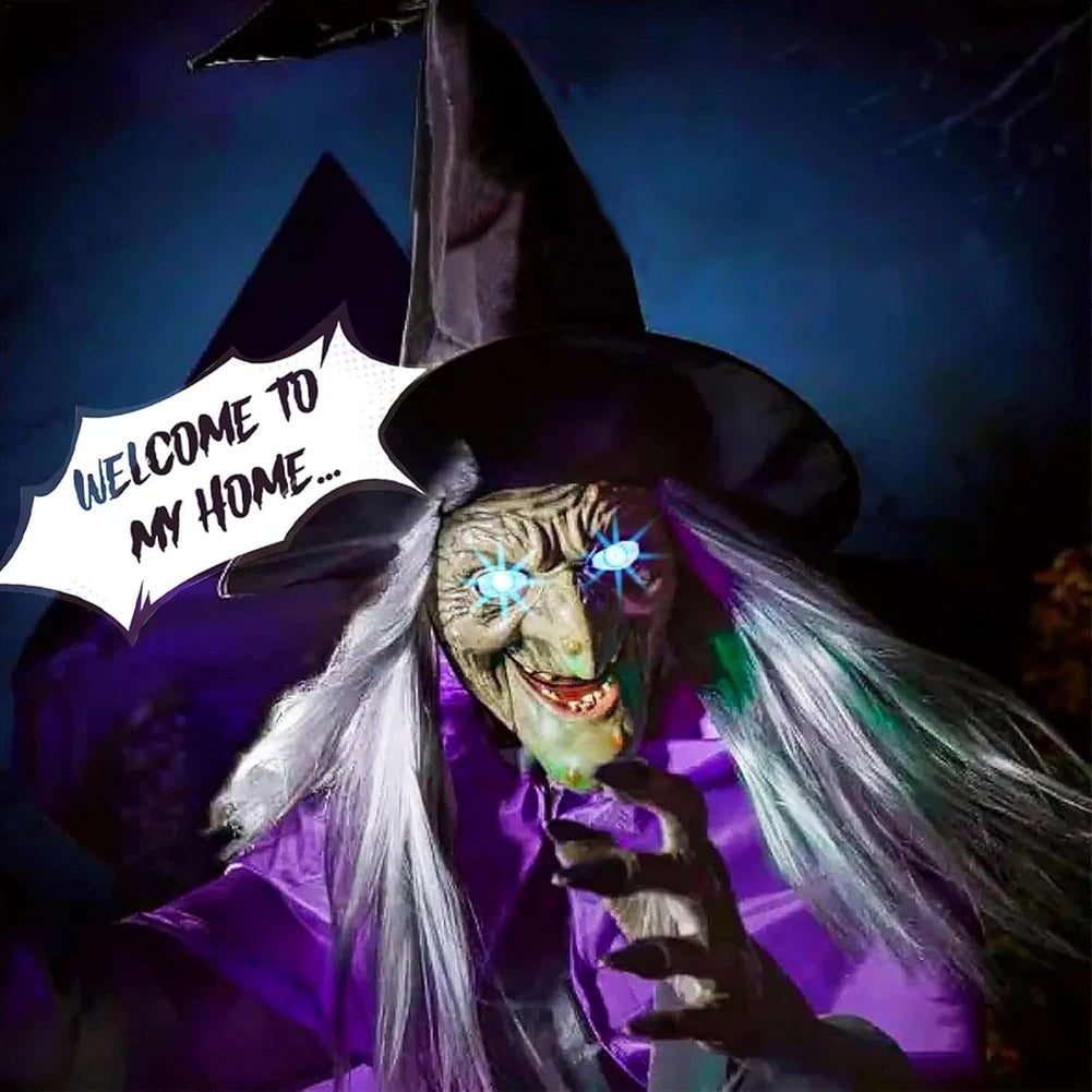 Large Hovering Witch Prop by Color with Glowing Eyes