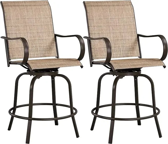 Patio Swivel Bar Stools Outdoor Chairs , All-Weather Patio Stools