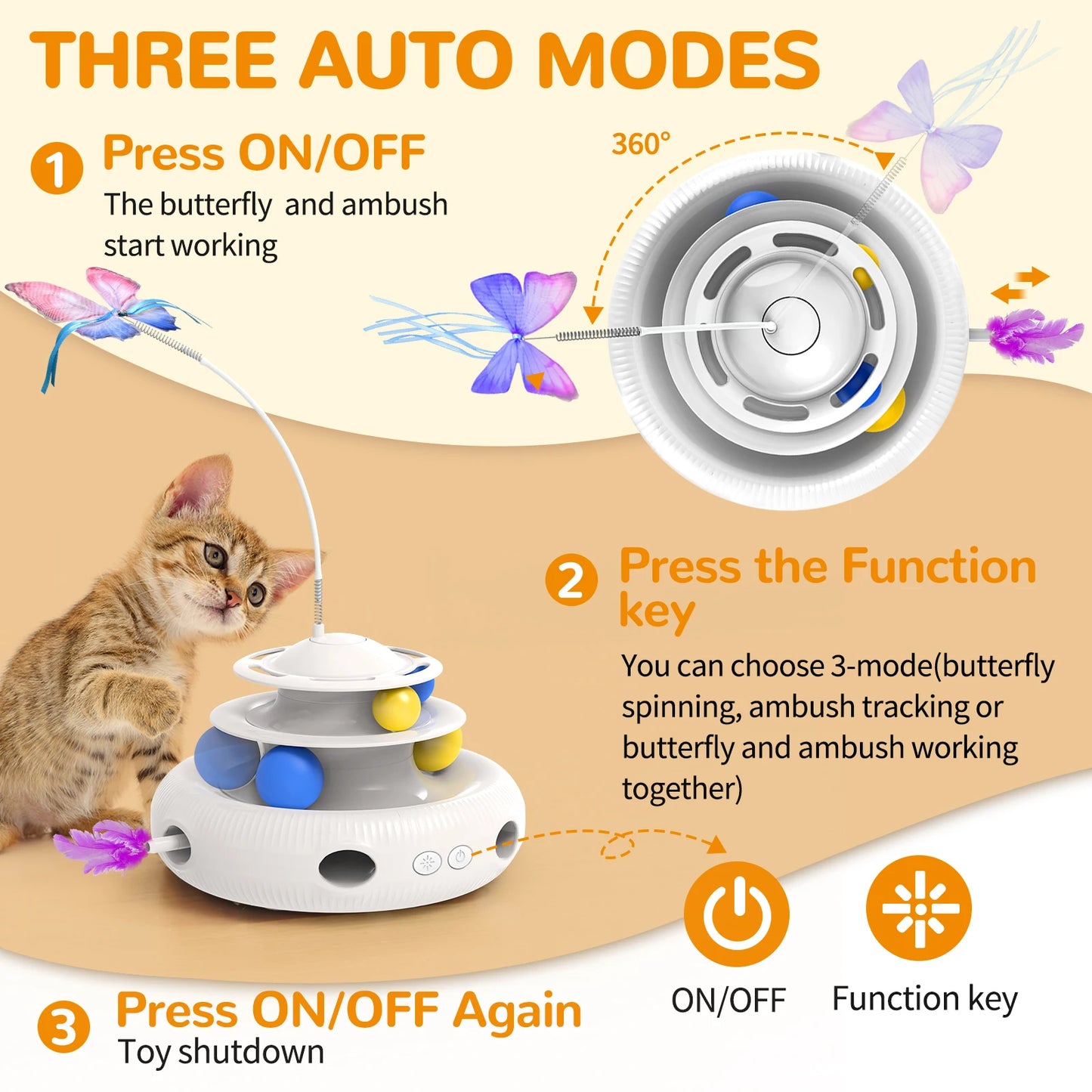 CN Interactive Cat Laser Teaser Puzzle Pet Toy USB Chargeable