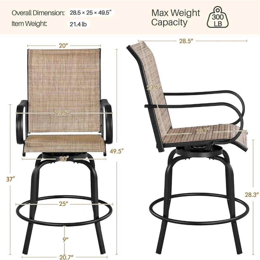 Patio Swivel Bar Stools Outdoor Chairs , All-Weather Patio Stools