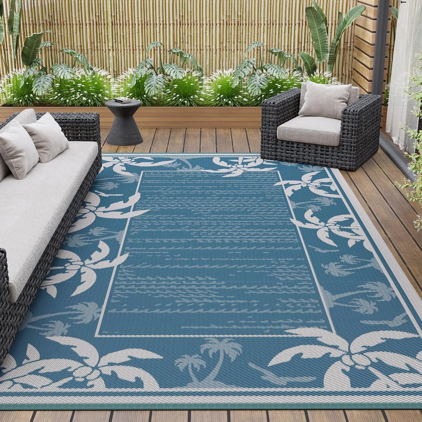 Outdoor-Rug 8x10 ft Waterproof Reversible