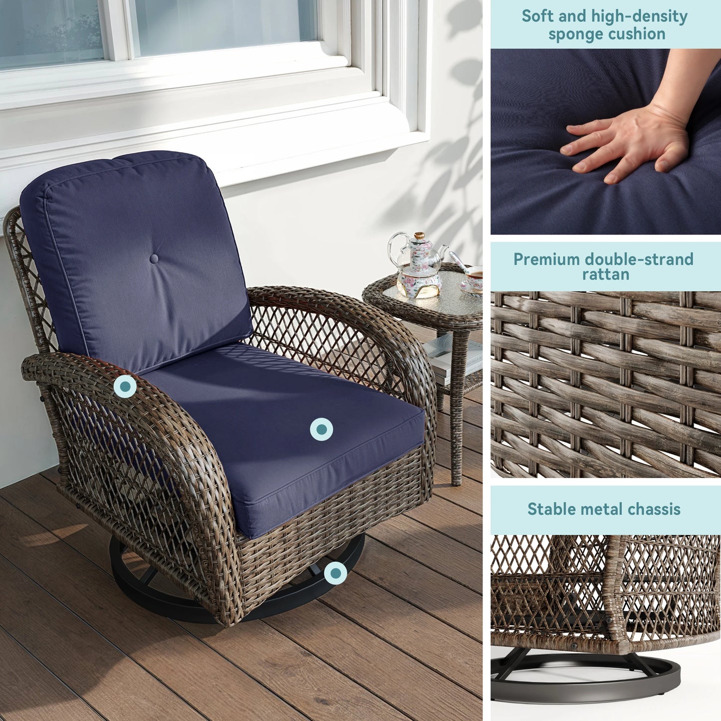 HOOMIC Outdoor Patio Furniture Set with Cozy Padded Cushions