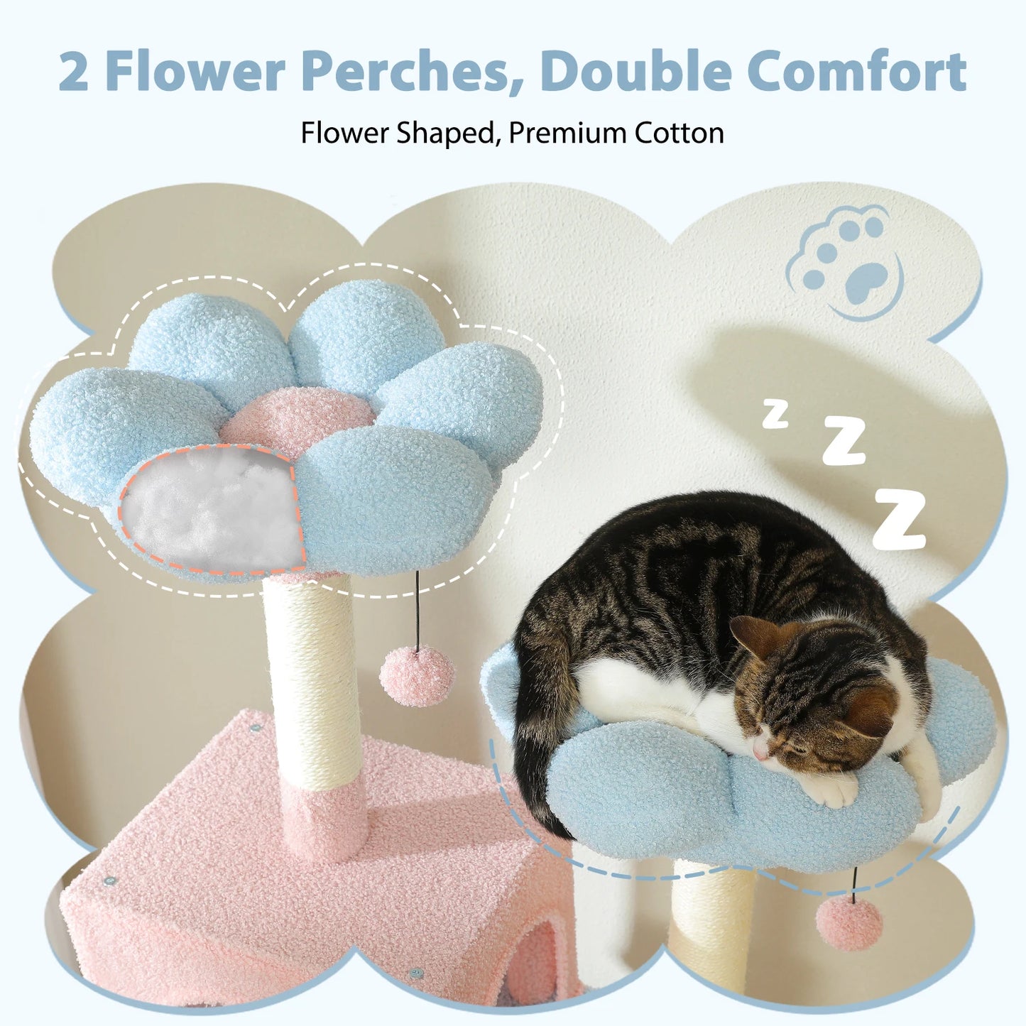 PETEPELA 184cm Cat Tree Tower with Hammock and Scratching Posts
