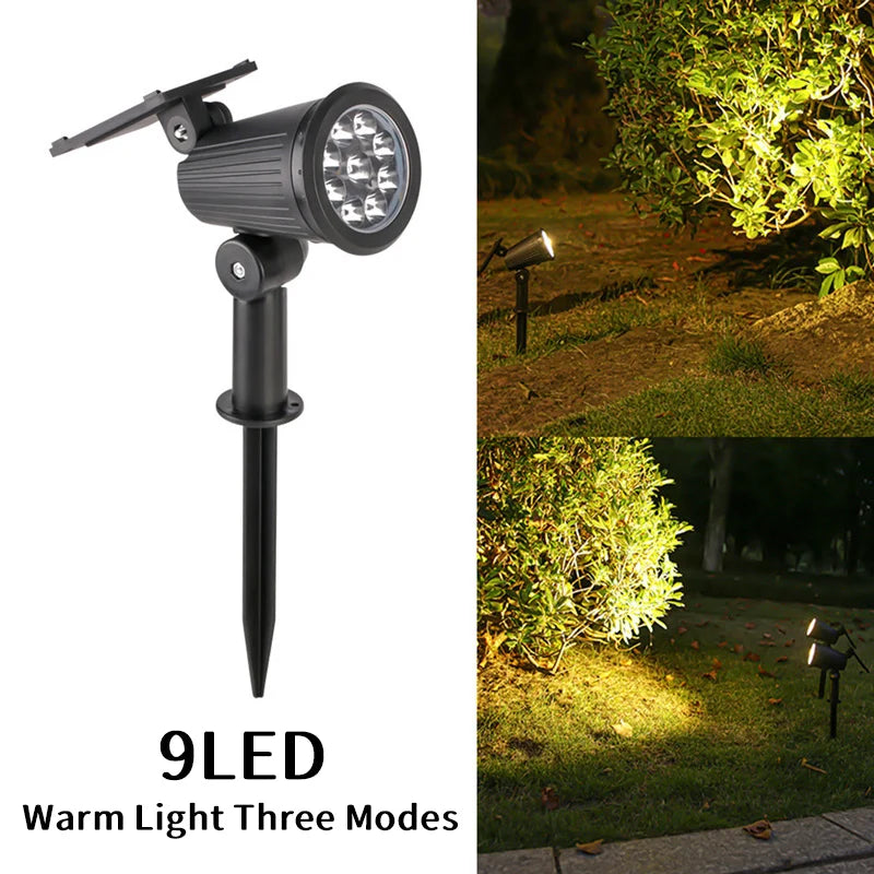 9LEDs Solar Spotlights, Outdoor Light Control, Waterproof