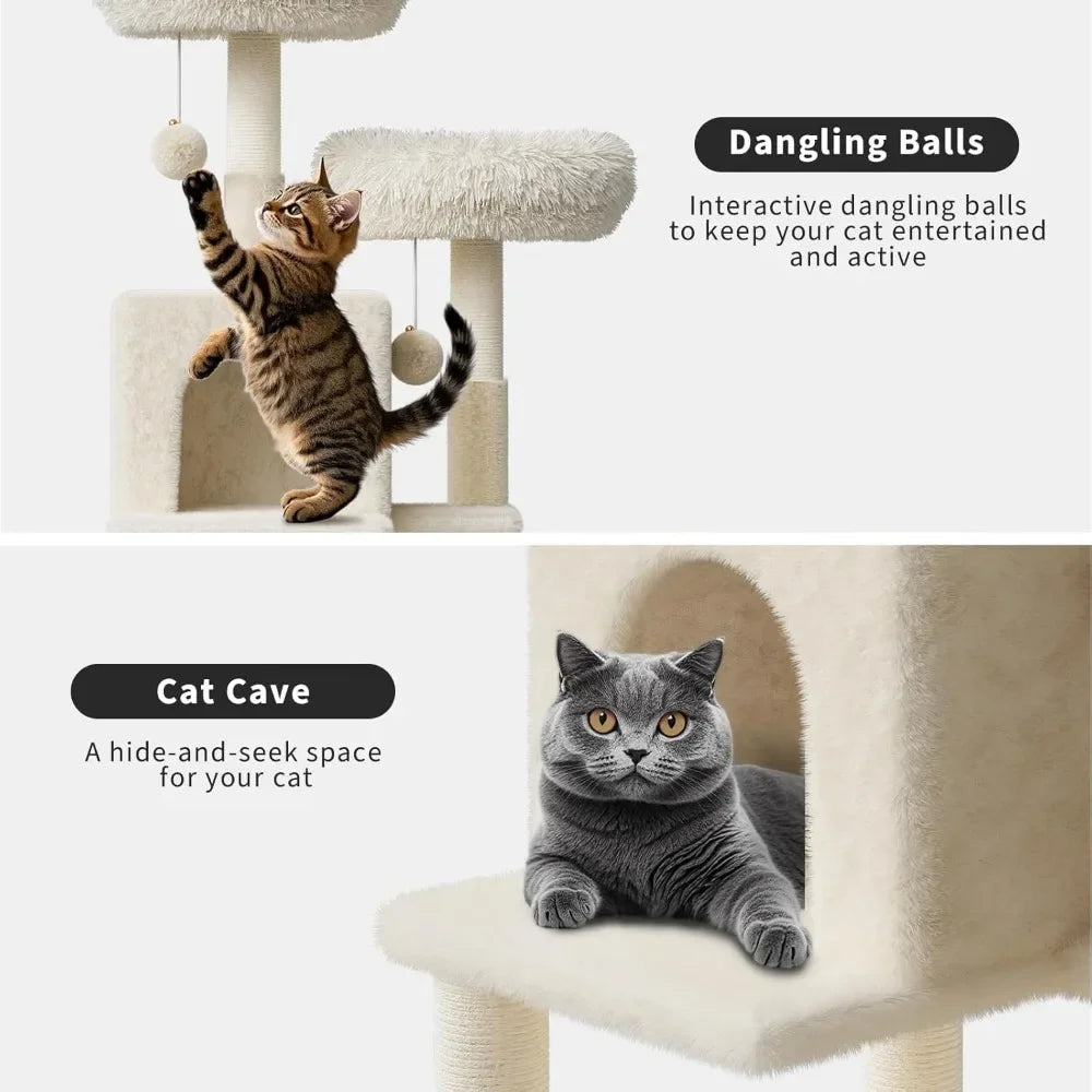 Hign-concerned 2-in-1 Modern Cat Tree with Litter Box Enclosure