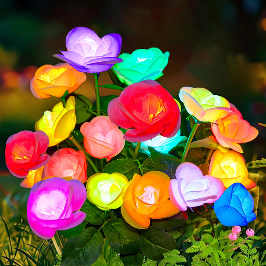 4/8 Pack Solar Garden Lights, 7 Color Changing Rose Solar Lights