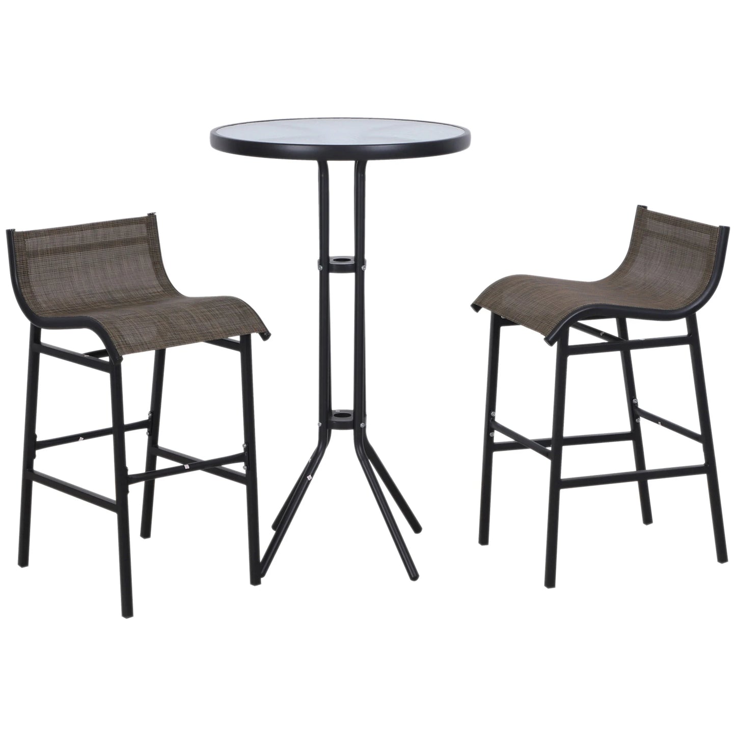 3Pc Outdoor Patio Bar Table Chairs Set