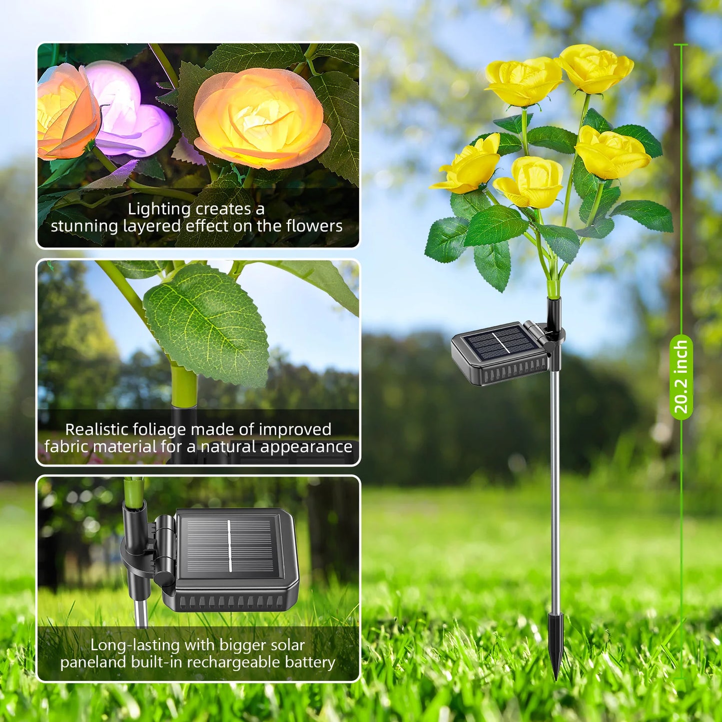4/8 Pack Solar Garden Lights, 7 Color Changing Rose Solar Lights