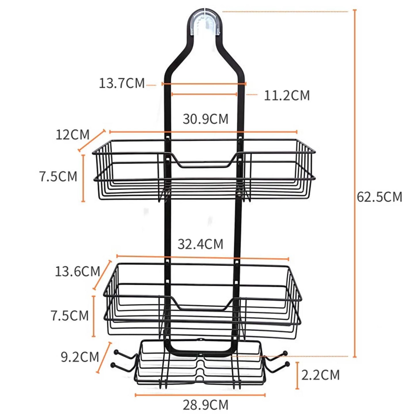Hign-concerned Bathroom Hanging Caddy Three Tier Organizer