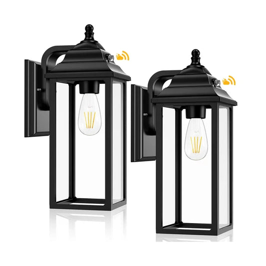 Outdoor Wall Sconce Lights by LS Wall Lanterns - Black Set